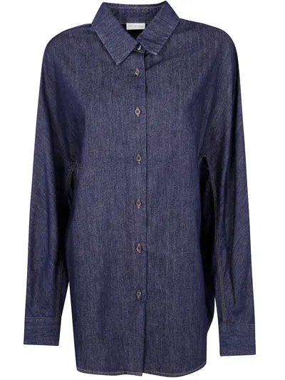 Dries Van Noten Casual Denim Long Sleeve Shirt In Blue