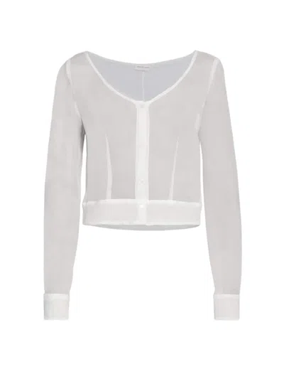 Dries Van Noten Women's Charmy Semi-sheer Silk Shirt In White