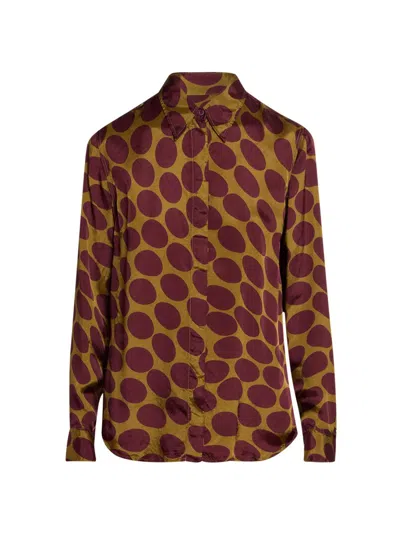 Dries Van Noten Women's Chowy Fountain Of Eggs Fitted Button-front Shirt In Green