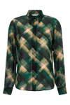 Dries Van Noten Sheer Fabric Pointed Collar Long Sleeves Shirt In Green