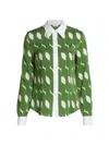 Dries Van Noten Women's Claudio Printed Silk-blend Shirt In Green