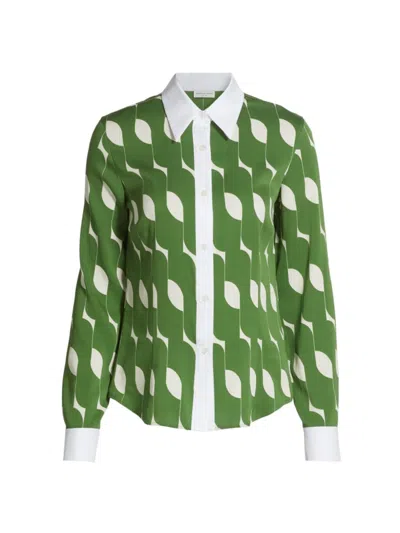 Dries Van Noten Women's Claudio Printed Silk-blend Shirt In Green