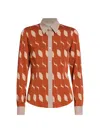Dries Van Noten Women's Claudio Printed Silk-blend Shirt In Rust