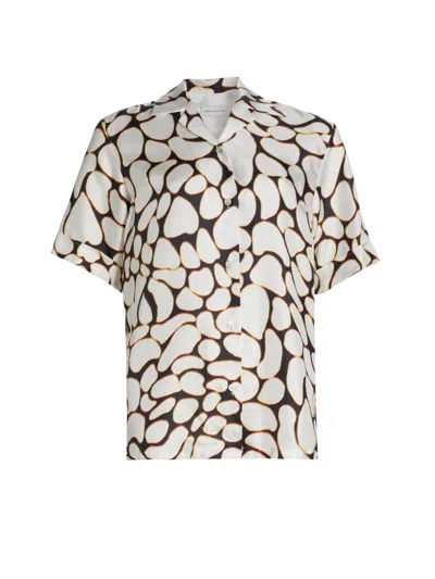 Dries Van Noten Women's Clive Silk Short-sleeve Oversized Shirt In White
