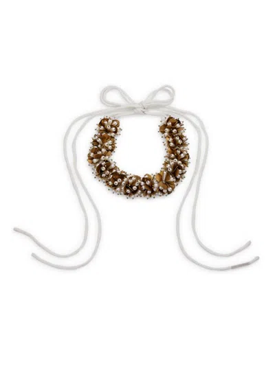 Dries Van Noten Women's Clustered Faux-pearl Choker Necklace In Brown