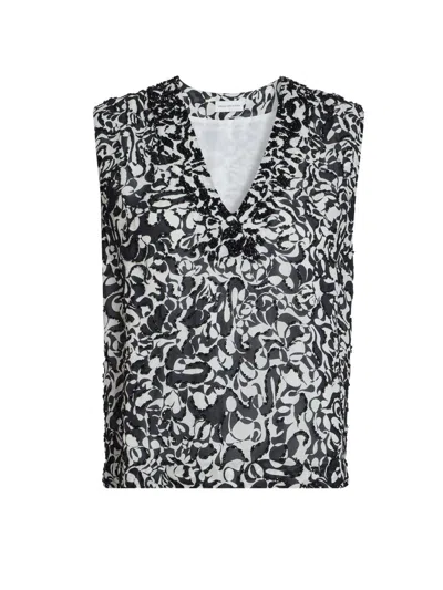 Dries Van Noten Women's College Embellished Abstract V-neck Top In Black