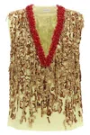 Dries Van Noten Womens Lime College Bead-embellished Sleeveless Silk Top In Multicolor
