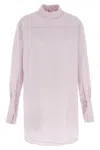 Dries Van Noten Long Cotton Shirt With Checkered Pattern In Pink