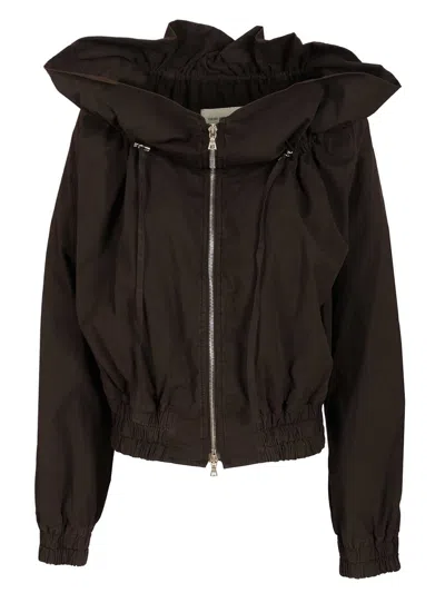 Dries Van Noten Women Cotton Blend Ruffled Jacket In Brown
