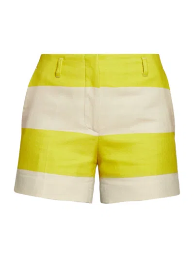 Dries Van Noten Women's Cotton Colorblocked Shorts In Lime