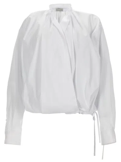 Dries Van Noten Women's Cotton Drawstring Hem Blouse In White