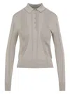 Dries Van Noten Light Grey Knitted Cotton Polo With Classic Collar In Grey