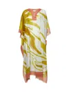 Dries Van Noten Kaftan With Abstract Pattern And Sheer Fabric In Multi