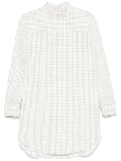 Dries Van Noten Classic Plaid Cotton Shirt With Structured Collar In White