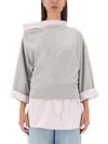 Dries Van Noten Layered Asymmetric Neck Top In Gray
