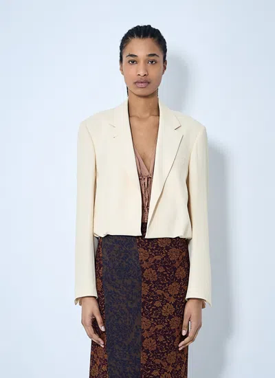 Dries Van Noten Crop Single-breasted Blazer In Beige
