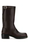 Dries Van Noten Women Dark Brown Leather Boots In Brown