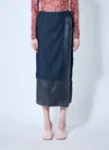 Dries Van Noten Womens Indigo Contrast-lining High-waist Denim-blend Midi Skirt In Blue