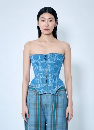 Dries Van Noten Women Denim Cobrax Corset In Blue