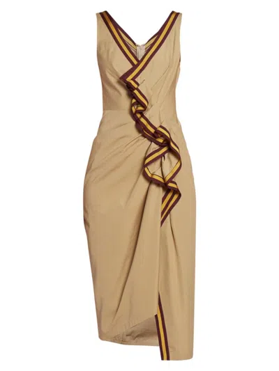 Dries Van Noten Women's Dinari Ruffled Cotton Tape Midi-dress In Beige