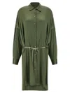 Dries Van Noten Long Sleeve Dress With Adjustable Waist Tie In Animal Print