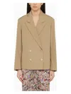 Dries Van Noten Cotton Jacket Double Breasted Design Long Sleeves In Beige