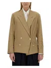 Dries Van Noten Cotton Jacket Double Breasted Design Long Sleeves In Beige