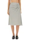 Dries Van Noten Draped Midi Skirt Side Detail In Gray