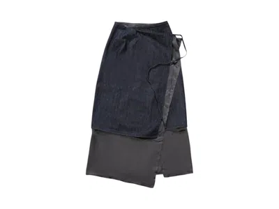 Pre-owned Dries Van Noten Women's  Denim Wrap Skirt In Indigo