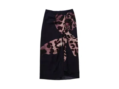Pre-owned Dries Van Noten Women's  Draped Flared Skirt In Navy Blue