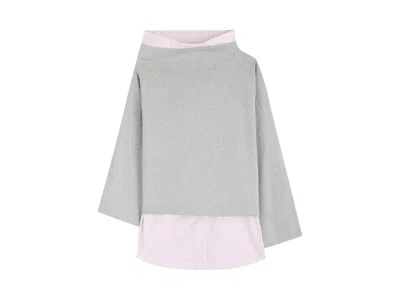 Pre-owned Dries Van Noten Women's  Henies Top In Grey Melange