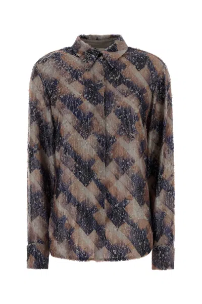 Dries Van Noten Women Embellished Viscose Chowy Shirt In Brown