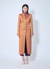 Dries Van Noten Orange Jacquard Coat In Orange
