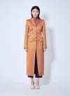 Dries Van Noten Orange Jacquard Coat In Orange