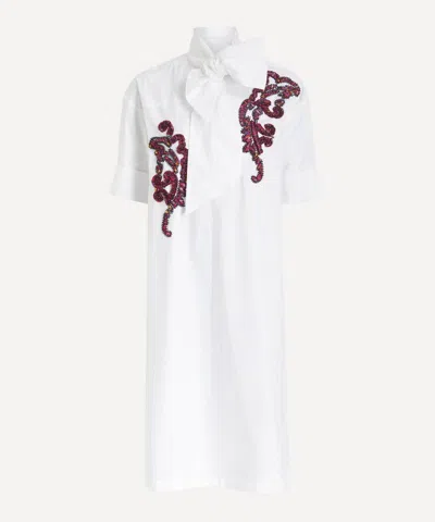 Dries Van Noten Women's Embroidered Shirt Dress In White