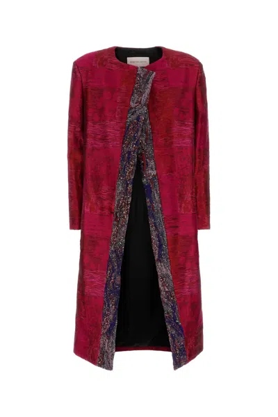 DRIES VAN NOTEN DRIES VAN NOTEN WOMEN EMBROIDERED STRETCH COTTON BLEND COAT