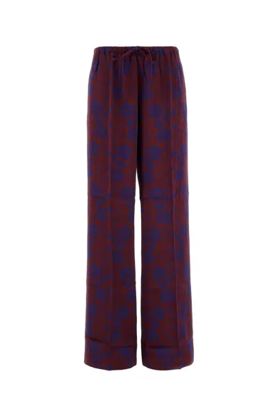 Dries Van Noten Womens Burgundy Puvis Floral-print Wide-leg Satin Trousers In Multicolor