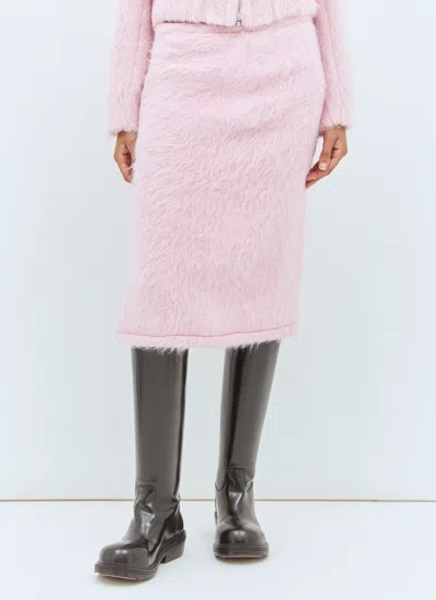 Dries Van Noten Fluffy Midi Skirt In Pink