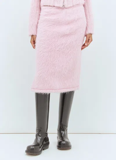 Dries Van Noten Women Fluffy Midi Skirt In Pink