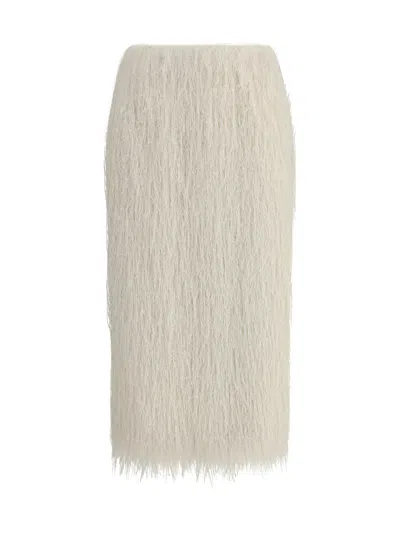 Dries Van Noten Women Fringed Midi Skirt In White