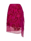 Dries Van Noten Women Fuchsia Georgette Embroidere Skirt In Multi