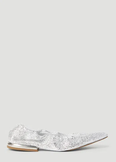 Dries Van Noten Women Glitter Flats In Silver