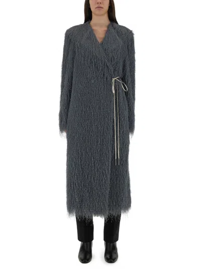 Dries Van Noten Coat With Bangs In Gray