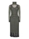 Dries Van Noten Mesh Layered Midi Dress With Asymmetrical Ruffles In Multi