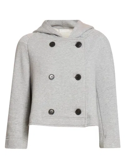 Dries Van Noten Cropped Hooded Hybrid A Line Jacket In Gray