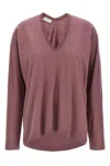 Dries Van Noten V Neck Long Sleeves Relaxed Fit Top In Purple