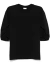 Dries Van Noten Women Black Cotton Draped T-shirt In Black