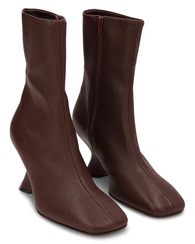 Dries Van Noten Women's High Heel Boots In Burgundy