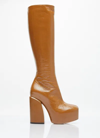 Dries Van Noten High Leather Boots In Brown