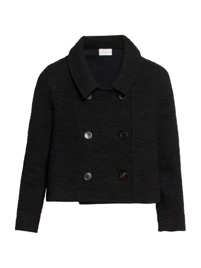 Dries Van Noten Women's Huvia Matelassé A-line Crop Jacket In Black